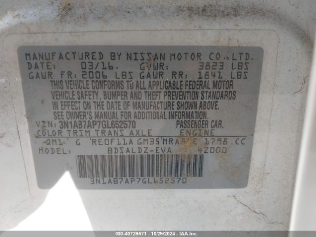 Photo 8 VIN: 3N1AB7AP7GL652570 - NISSAN SENTRA 