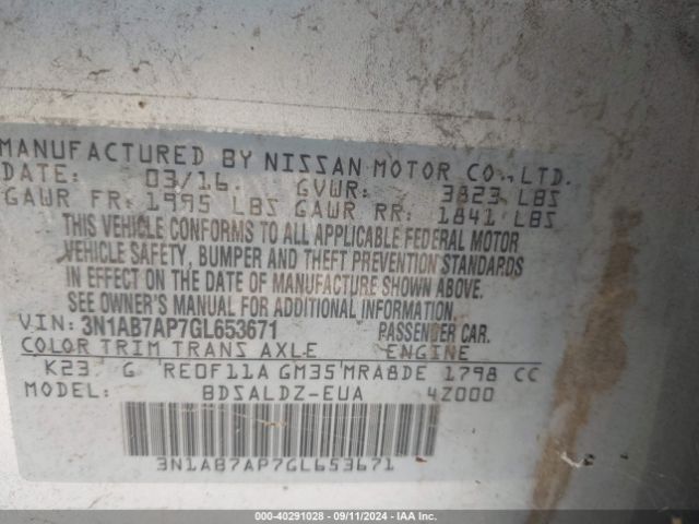 Photo 8 VIN: 3N1AB7AP7GL653671 - NISSAN SENTRA 