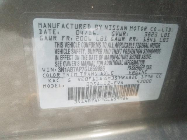 Photo 9 VIN: 3N1AB7AP7GL659986 - NISSAN SENTRA S 