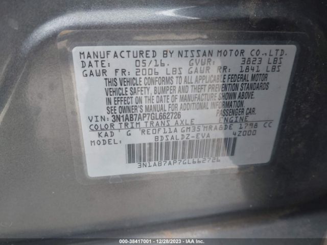 Photo 8 VIN: 3N1AB7AP7GL662726 - NISSAN SENTRA 