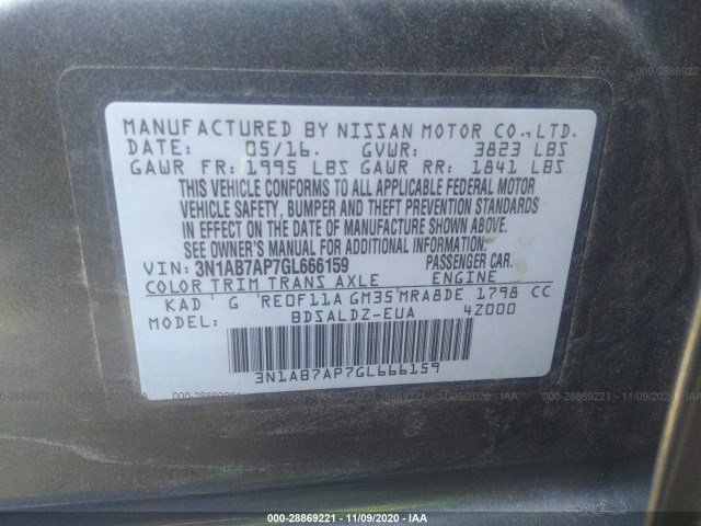 Photo 8 VIN: 3N1AB7AP7GL666159 - NISSAN SENTRA 