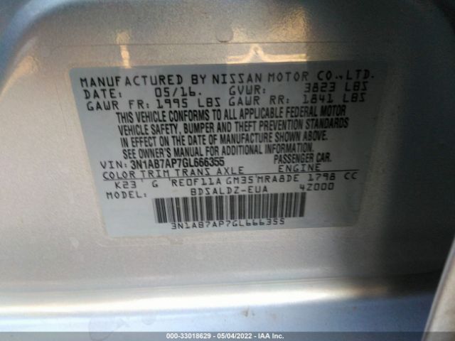 Photo 8 VIN: 3N1AB7AP7GL666355 - NISSAN SENTRA 