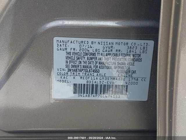 Photo 8 VIN: 3N1AB7AP7GL674553 - NISSAN SENTRA 