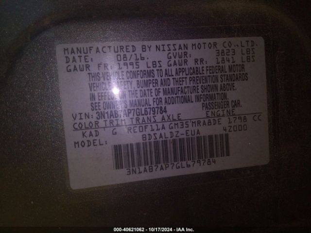 Photo 8 VIN: 3N1AB7AP7GL679784 - NISSAN SENTRA 