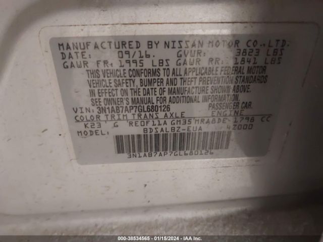 Photo 8 VIN: 3N1AB7AP7GL680126 - NISSAN SENTRA 