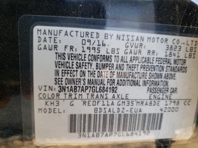 Photo 9 VIN: 3N1AB7AP7GL684192 - NISSAN SENTRA S 