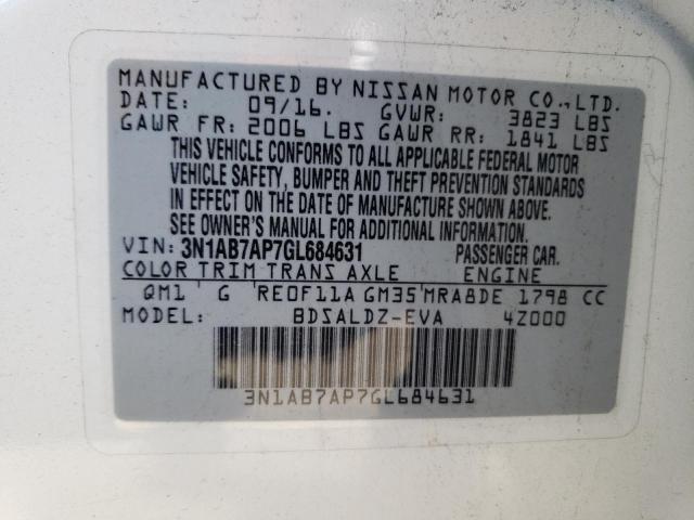 Photo 11 VIN: 3N1AB7AP7GL684631 - NISSAN SENTRA S 