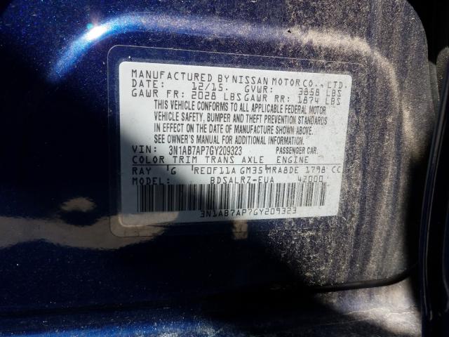 Photo 9 VIN: 3N1AB7AP7GY209323 - NISSAN SENTRA S 