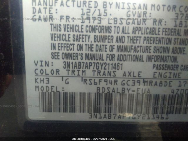 Photo 8 VIN: 3N1AB7AP7GY211461 - NISSAN SENTRA 