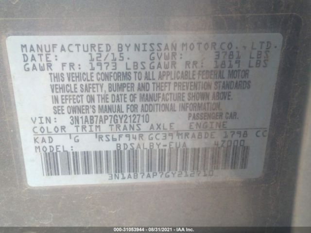 Photo 8 VIN: 3N1AB7AP7GY212710 - NISSAN SENTRA 