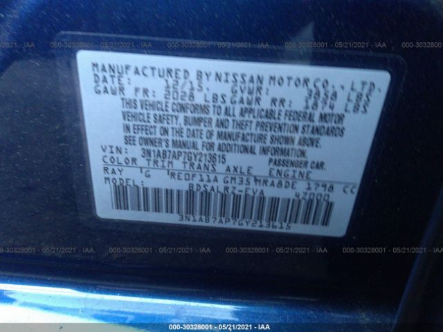 Photo 8 VIN: 3N1AB7AP7GY213615 - NISSAN SENTRA 