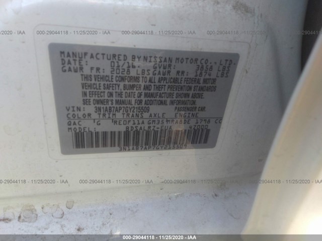 Photo 8 VIN: 3N1AB7AP7GY215509 - NISSAN SENTRA 