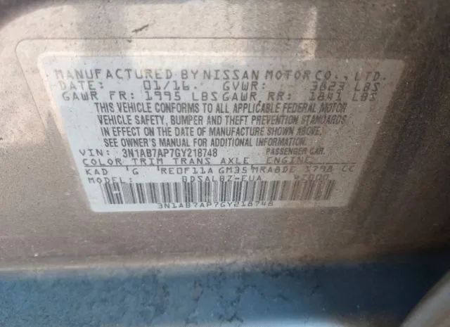 Photo 8 VIN: 3N1AB7AP7GY218748 - NISSAN SENTRA 