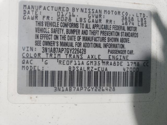 Photo 9 VIN: 3N1AB7AP7GY226428 - NISSAN SENTRA S 