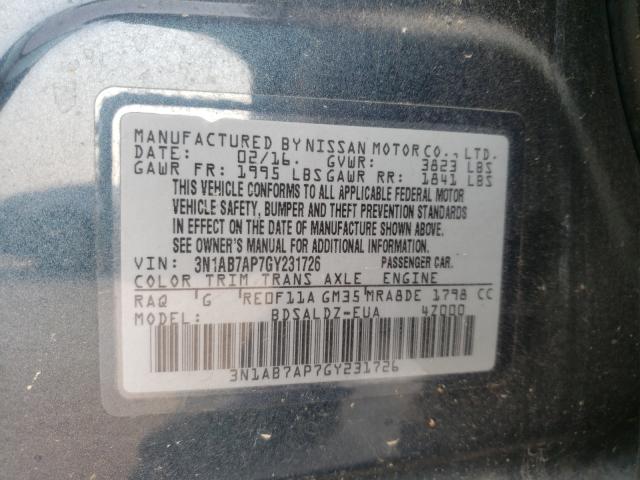 Photo 9 VIN: 3N1AB7AP7GY231726 - NISSAN SENTRA S 