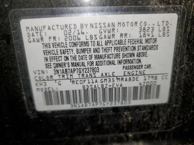 Photo 11 VIN: 3N1AB7AP7GY237803 - NISSAN SENTRA 