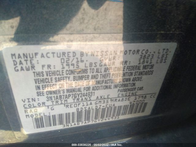 Photo 8 VIN: 3N1AB7AP7GY244931 - NISSAN SENTRA 