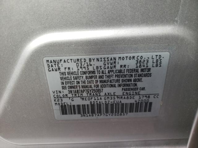 Photo 9 VIN: 3N1AB7AP7GY250857 - NISSAN SENTRA S 