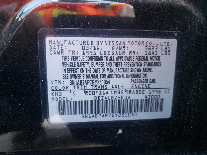 Photo 9 VIN: 3N1AB7AP7GY251054 - NISSAN SENTRA S 