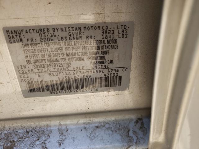 Photo 9 VIN: 3N1AB7AP7GY257792 - NISSAN SENTRA S 