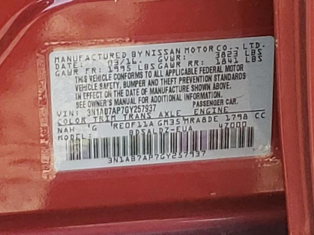 Photo 11 VIN: 3N1AB7AP7GY257937 - NISSAN SENTRA 