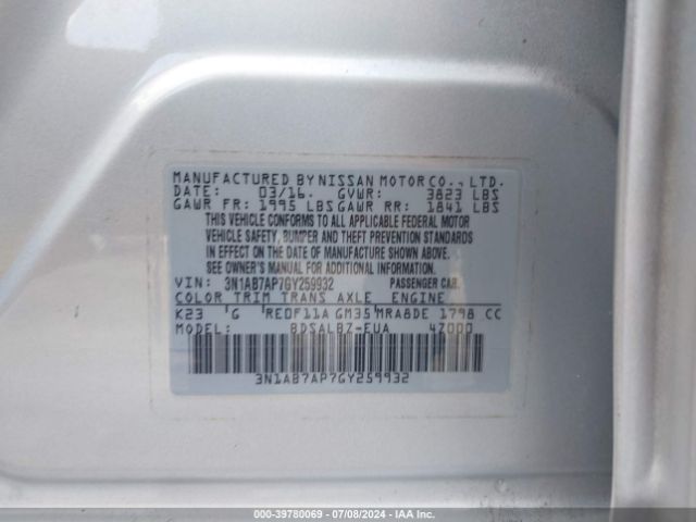 Photo 8 VIN: 3N1AB7AP7GY259932 - NISSAN SENTRA 