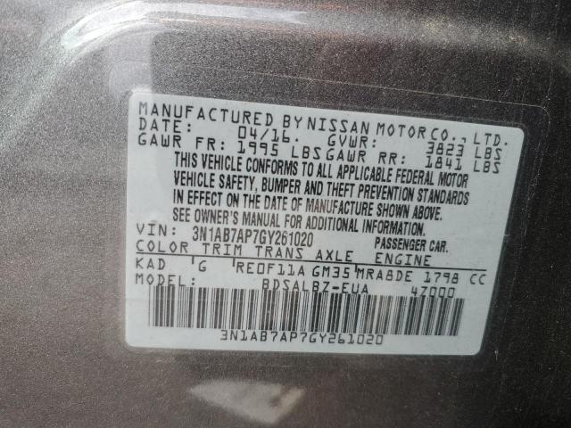 Photo 11 VIN: 3N1AB7AP7GY261020 - NISSAN SENTRA S 