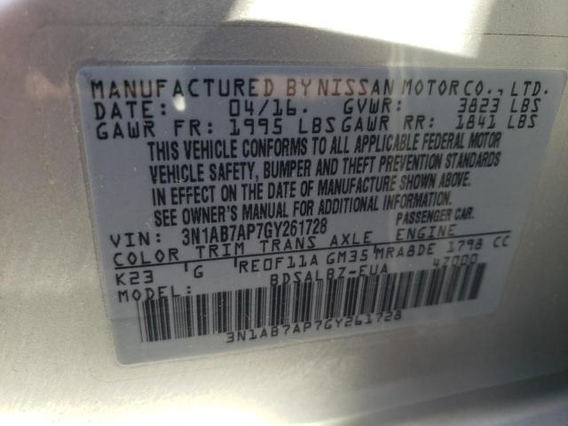 Photo 9 VIN: 3N1AB7AP7GY261728 - NISSAN SENTRA S 