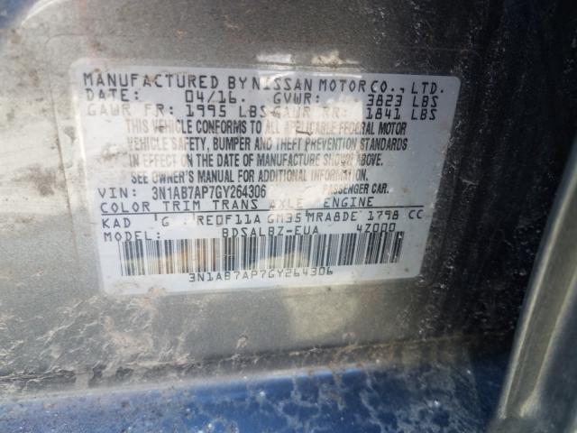 Photo 9 VIN: 3N1AB7AP7GY264306 - NISSAN SENTRA S 