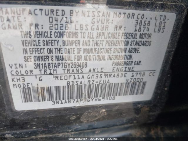 Photo 8 VIN: 3N1AB7AP7GY269408 - NISSAN SENTRA 