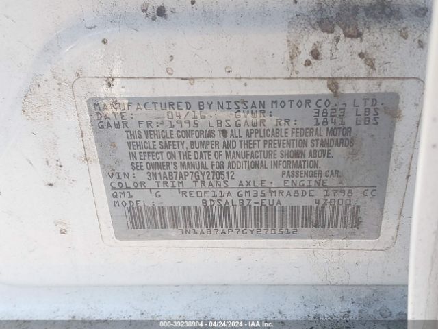 Photo 8 VIN: 3N1AB7AP7GY270512 - NISSAN SENTRA 