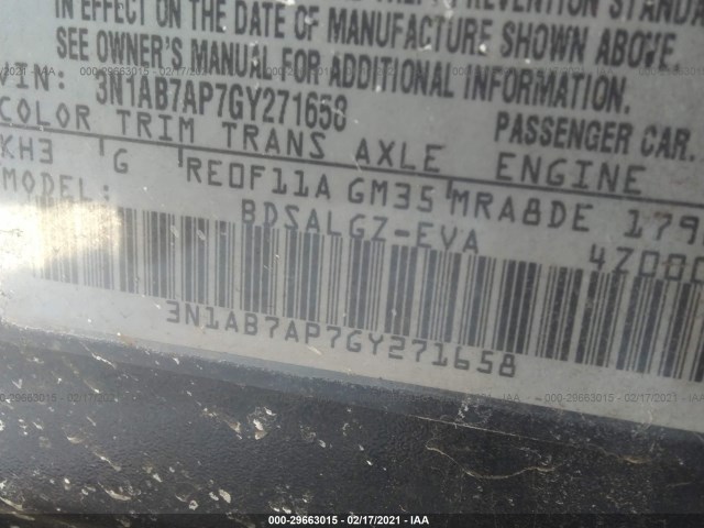 Photo 8 VIN: 3N1AB7AP7GY271658 - NISSAN SENTRA 