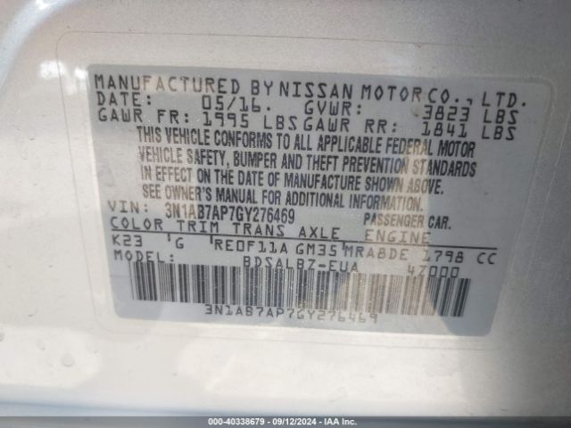 Photo 8 VIN: 3N1AB7AP7GY276469 - NISSAN SENTRA 