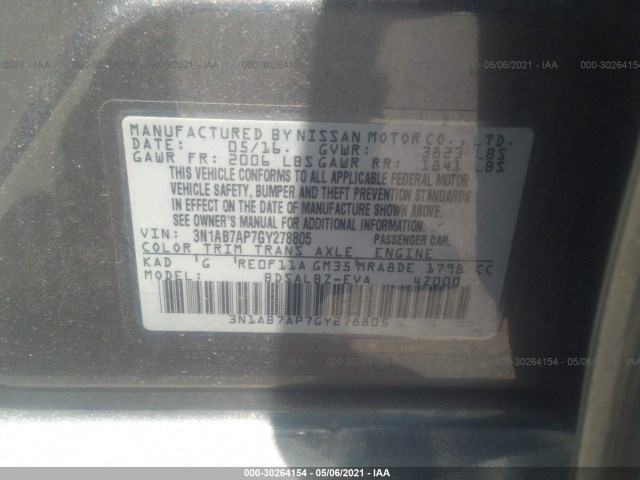 Photo 8 VIN: 3N1AB7AP7GY278805 - NISSAN SENTRA 