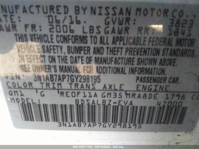 Photo 8 VIN: 3N1AB7AP7GY298195 - NISSAN SENTRA 