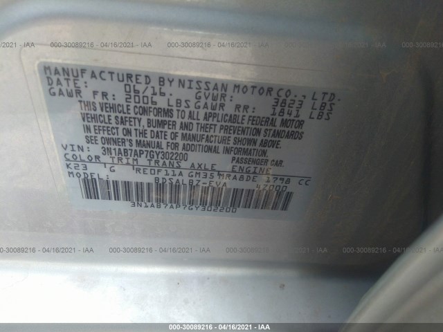 Photo 8 VIN: 3N1AB7AP7GY302200 - NISSAN SENTRA 