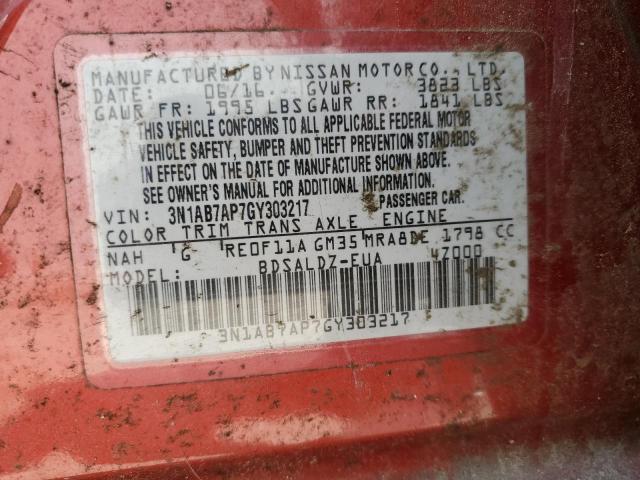 Photo 11 VIN: 3N1AB7AP7GY303217 - NISSAN SENTRA 