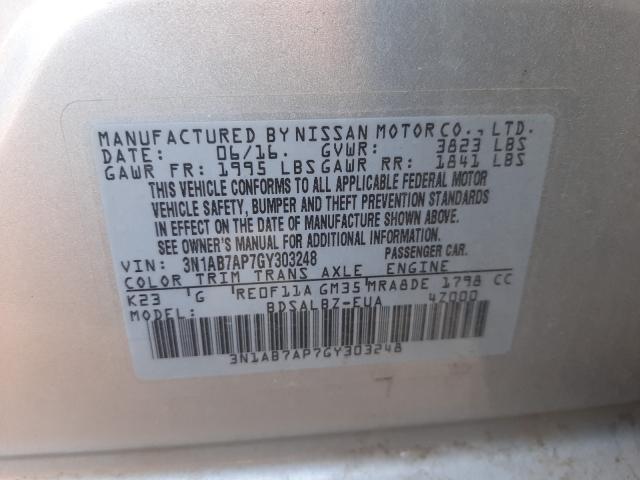 Photo 9 VIN: 3N1AB7AP7GY303248 - NISSAN SENTRA S 