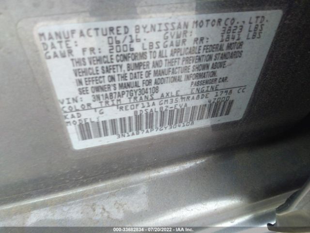 Photo 8 VIN: 3N1AB7AP7GY304108 - NISSAN SENTRA 