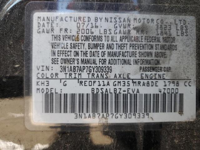 Photo 11 VIN: 3N1AB7AP7GY309339 - NISSAN SENTRA S 