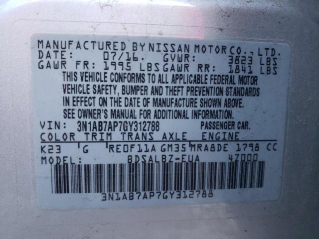 Photo 9 VIN: 3N1AB7AP7GY312788 - NISSAN SENTRA S 