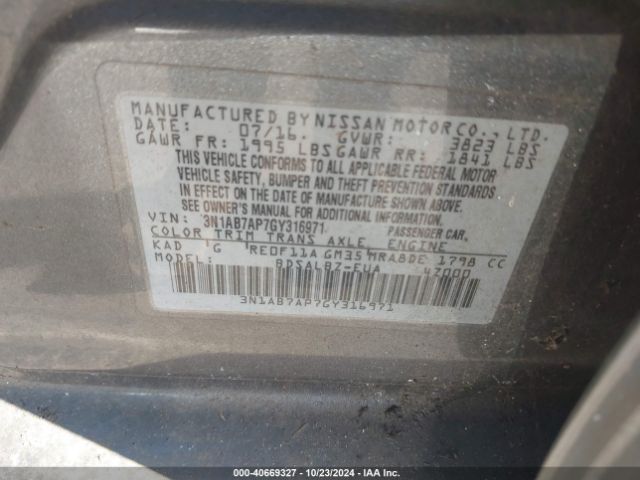 Photo 8 VIN: 3N1AB7AP7GY316971 - NISSAN SENTRA 