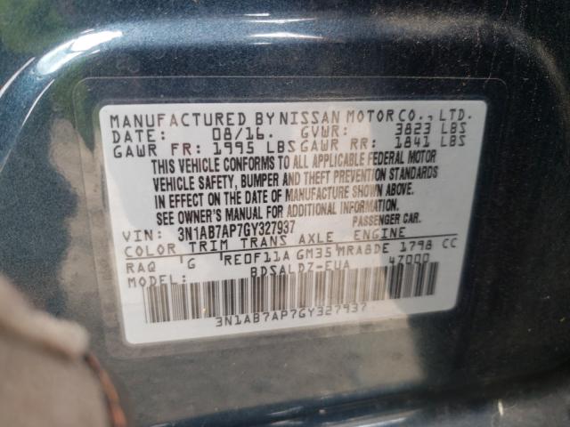 Photo 9 VIN: 3N1AB7AP7GY327937 - NISSAN SENTRA S 