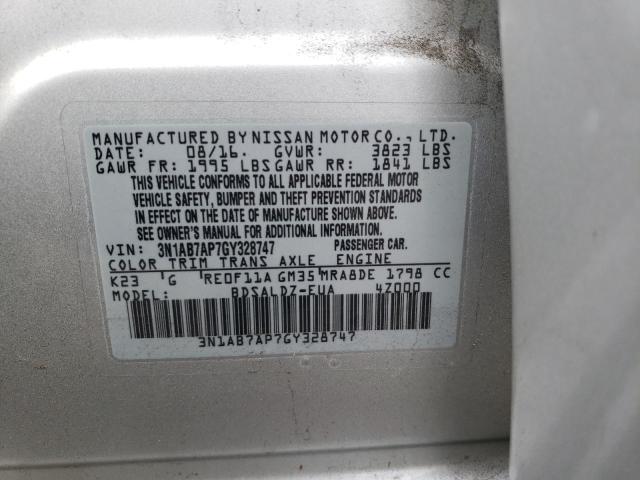 Photo 12 VIN: 3N1AB7AP7GY328747 - NISSAN SENTRA S 