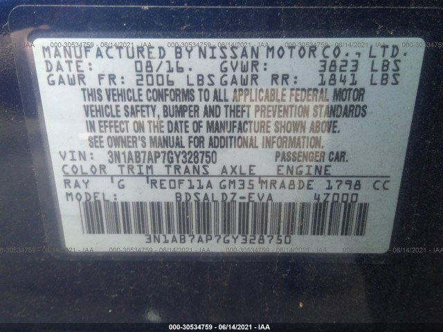 Photo 8 VIN: 3N1AB7AP7GY328750 - NISSAN SENTRA 