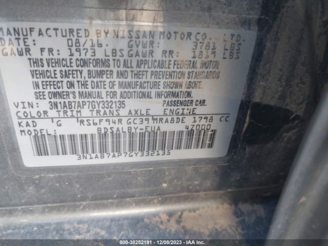 Photo 8 VIN: 3N1AB7AP7GY332135 - NISSAN SENTRA 