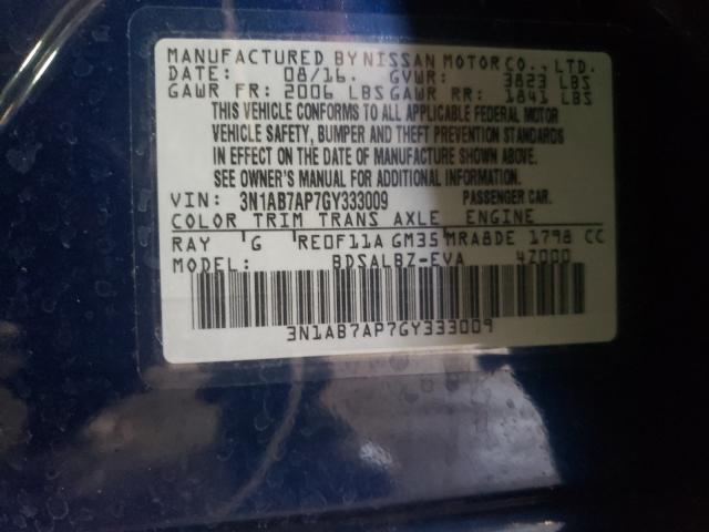 Photo 9 VIN: 3N1AB7AP7GY333009 - NISSAN SENTRA S 