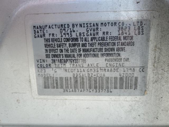 Photo 12 VIN: 3N1AB7AP7GY337786 - NISSAN SENTRA S 