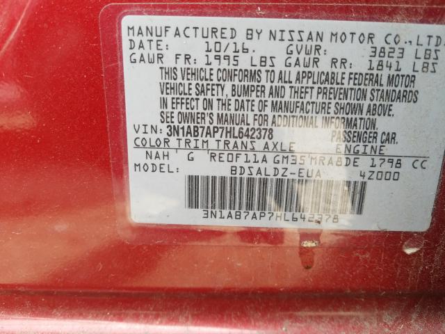 Photo 9 VIN: 3N1AB7AP7HL642378 - NISSAN SENTRA S 