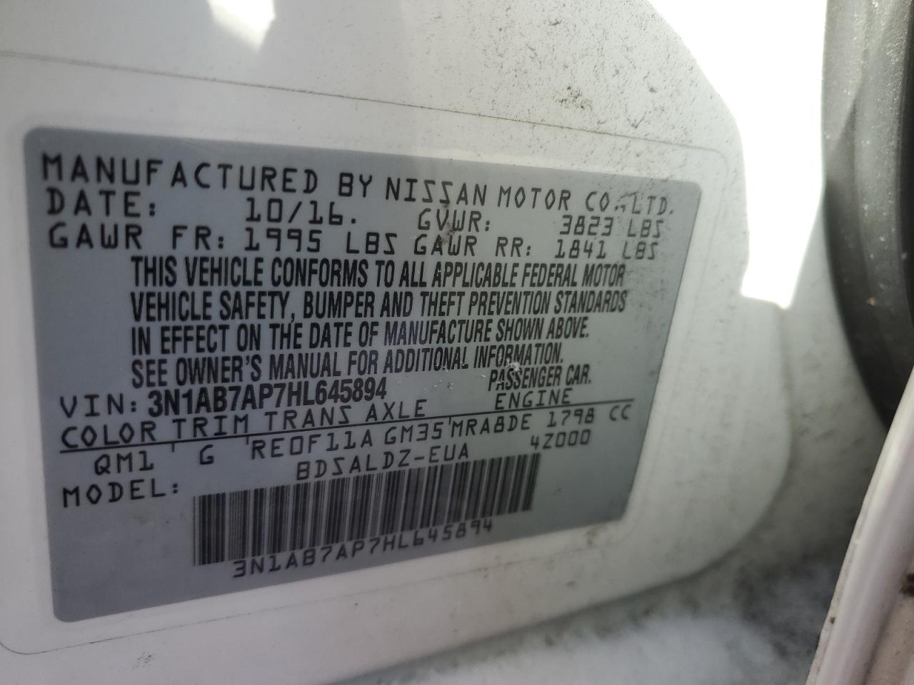 Photo 11 VIN: 3N1AB7AP7HL645894 - NISSAN SENTRA 